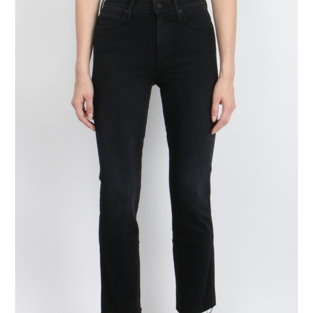 MOTHER Black Ankle Crop Jeans